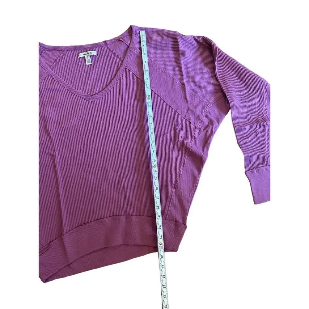 NWT Free People Thermal‎ Womens Small Mulberry Santa Clara Shirt Top V Neck